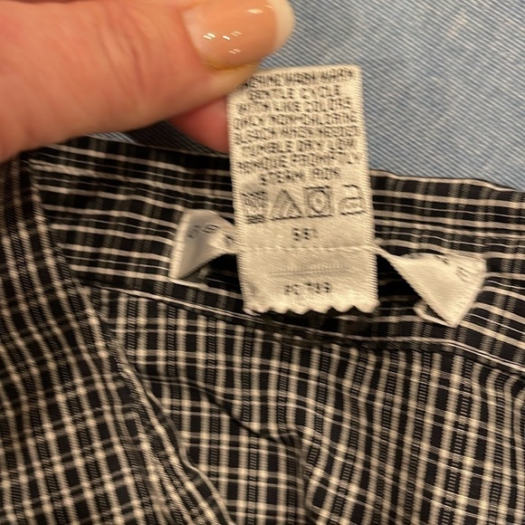 Geoffrey Beene Sport black/cream S short sleeve button up shirt with chest dart - Picture 5 of 7